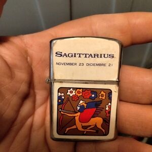 Sagittarius Astrological Zippo-Style Lighter in Cream & Brown